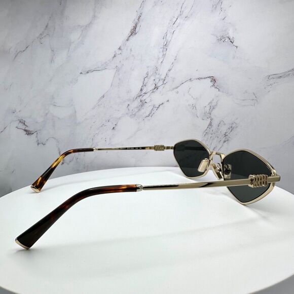 New  MIU MIU Runway Hexagon Geometric Gold Metal Sunglasses Authentic Gray Lens - Picture 12 of 16